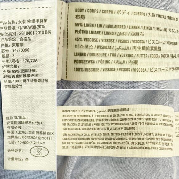 Abercrombie & Fitch Side Slit Midi Skirt Blue Floral Linen Blend Size Small - Picture 11 of 12